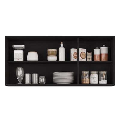 Armários De Cozinha Aéreo 3 Portas 120cm Kit 2 Honduras Preto - Lumil