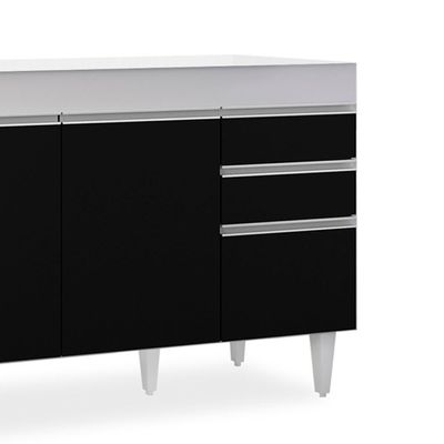 Balcão Gabinete 120cm 3 Portas 2 Gavetas Michigan Branco-preto - Lumil