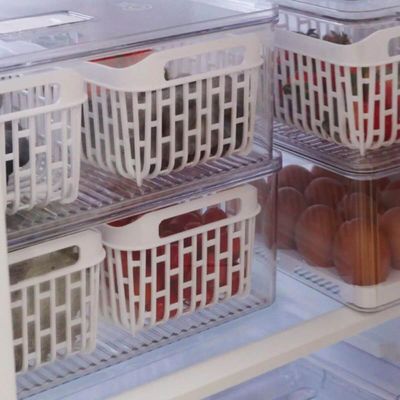 Organizador Caixa de Geladeira 6,7L 2 Cestos Escorredores Coza Dry Vegetais Frutas