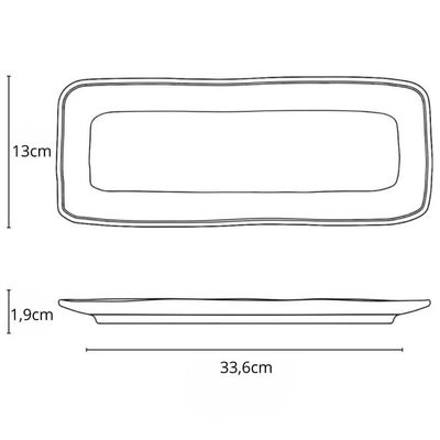 Kit 10 Travessas Cerâmica 33x13cm Preto Restaurante Sushi Orgânica Bandejas Pratos