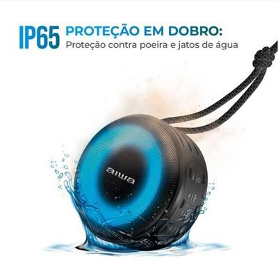 Caixa De Som Speaker Aiwa SP-02 10W BT 16h IP65 RGB USB TWS Preto Bivolt