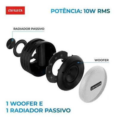 Caixa De Som Speaker Aiwa SP-02 10W BT 16h IP65 RGB USB TWS Preto Bivolt
