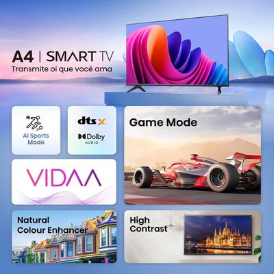 Smart TV 40 Hisense Full HD DLED A4N com sistema operacional VIDAA, Modo Game, Dolby Audio, Depth Enhancer e Modo AI Esportes - 40A35HSV Preto / Bivolt