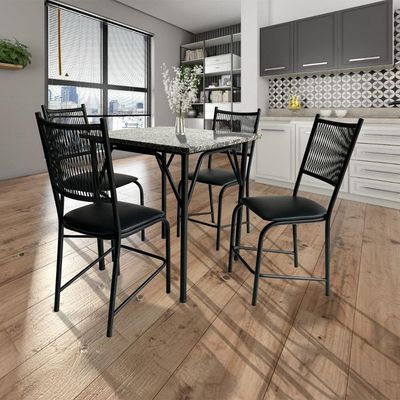 Conjunto Mesa de Jantar Famais Cairo com 4 Cadeiras Preto
