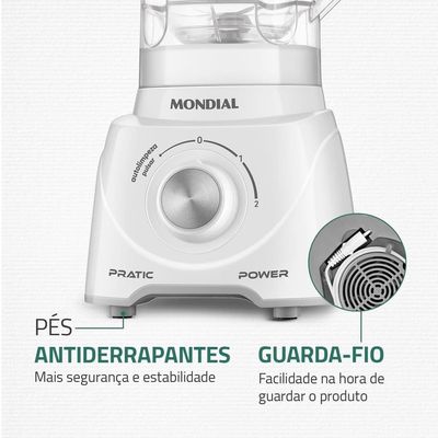Liquidificador Mondial L97W 2 Velocidades + Pulsar 550W Branco / 110V