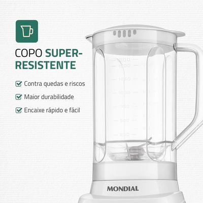 Liquidificador Mondial L97W 2 Velocidades + Pulsar 550W Branco / 110V