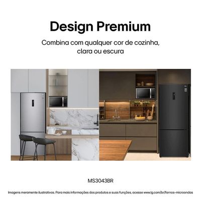 Forno Micro-Ondas LG MS3043BR com Função Manter Aquecido e Limpa Fácil Prata Prata / 110V