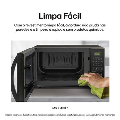 Forno Micro-Ondas LG MS3043BR com Função Manter Aquecido e Limpa Fácil Prata Prata / 110V