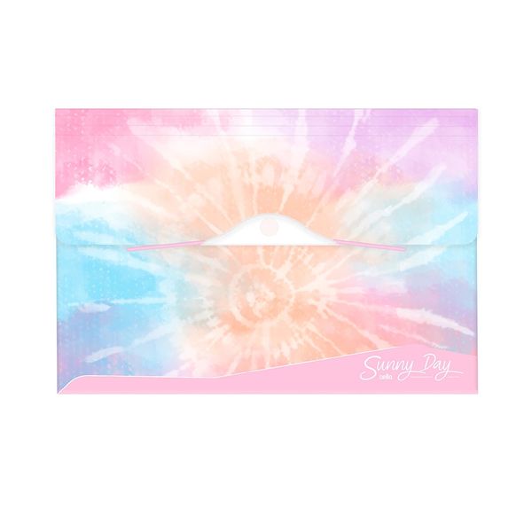 Pasta Sanfonada Dello A4 SunnyDay Sun Estilo Tie Dye 12 Divisórias Rosa 23,6x3x33cm