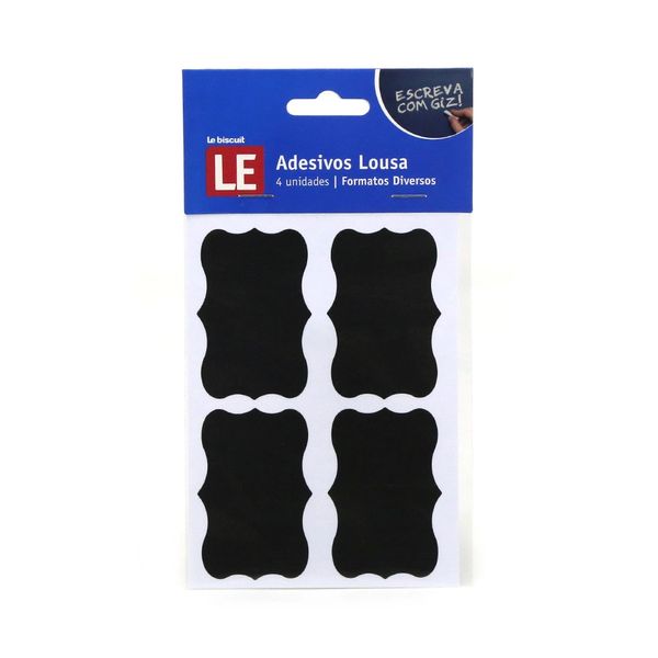 Adesivo Lousa Negra Pvc com 4 Etiquetas Preto 9,5x13cm Adesivo Lousa Negra Pvc com 4 Etiquetas Preto 9,5x13cm