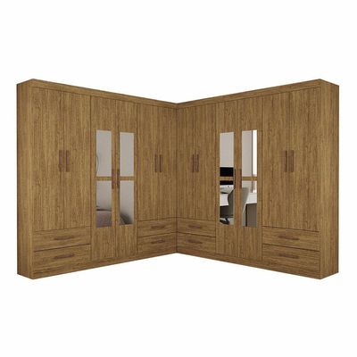 Closet Casal Duplo Lu 12 Portas Com Espelho 8 Gavetas Cinamomo