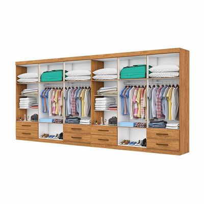 Closet Casal Duplo Lu 12 Portas Com Espelho 8 Gavetas Cinamomo