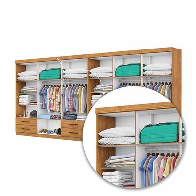 Closet Casal Duplo Lu 12 Portas Com Espelho 8 Gavetas Cinamomo