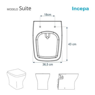 Tampa De Vaso Poliéster Suite Branco Para Bacia Incepa 6lpf