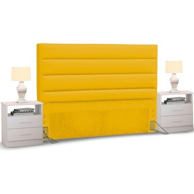 Cabeceira Cama Casal Queen 160cm Greta Corano E 2 Mesas De Cabeceira Dm1 Branco - Mpozenato Corano Marrom