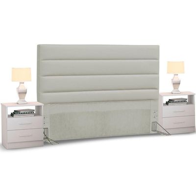 Cabeceira Cama Casal Queen 160cm Greta Corano E 2 Mesas De Cabeceira Dm1 Branco - Mpozenato Corano Marrom