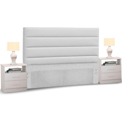 Cabeceira Cama Casal Queen 160cm Greta Corano E 2 Mesas De Cabeceira Dm1 Branco - Mpozenato Corano Marrom