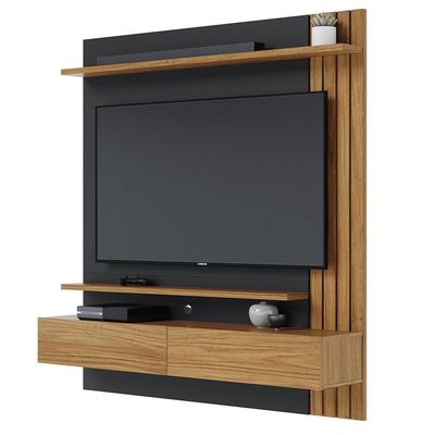 Painel Home Suspenso Para 65 Pol. 150cm Buriti C05 Noce Milano-preto Fosco - Mpozenato