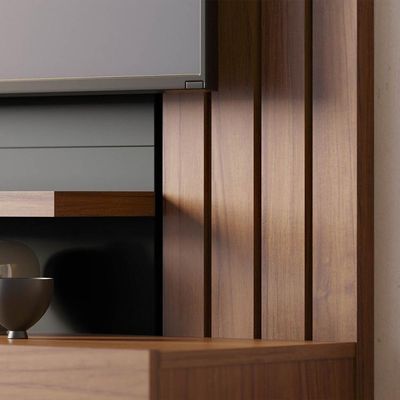Painel Home Suspenso Para 65 Pol. 150cm Buriti C05 Noce Milano-preto Fosco - Mpozenato