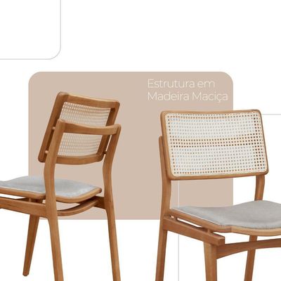 Sala De Jantar Mesa Ellis Com 8 Cadeiras Eva Premium Luna Off White Imbuia Nat