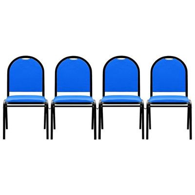 Kit 4 Cadeiras Hoteleiras Auditório Empilhável Sintético M23 Azul - Mpozenato
