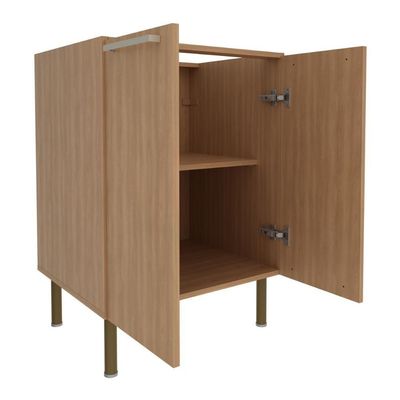 Balcão De Cozinha Com Tampo E 2 Portas 60cm Multimóveis Cr20461 Freijó Mármore Branco