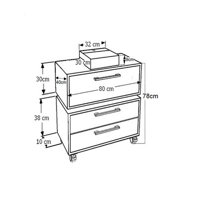 Gabinete Suspenso 80cm Alice Grafite com Balcão Cuba Preta 2 Gavetas Com 1 Basculante Para Banheiro