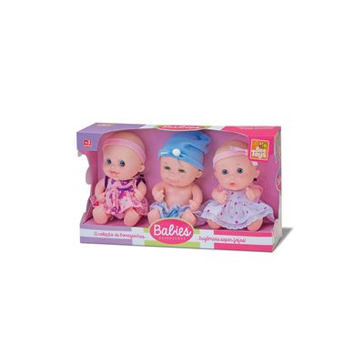 Boneca Bee Toys Babies Expressões Trigêmeas sem Cabelo