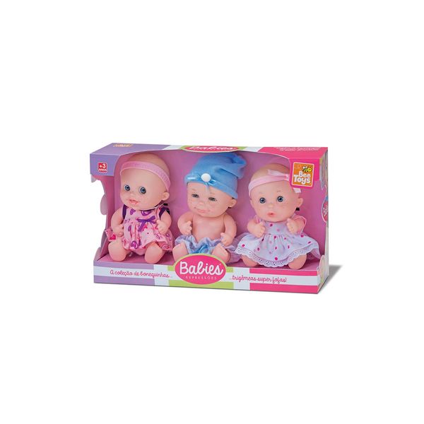Boneca Bee Toys Babies Expressões Trigêmeas sem Cabelo