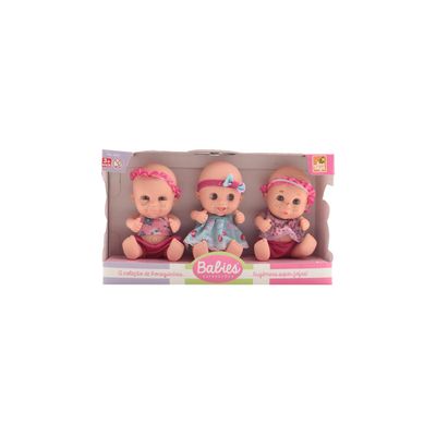 Boneca Bee Toys Babies Expressões Trigêmeas sem Cabelo