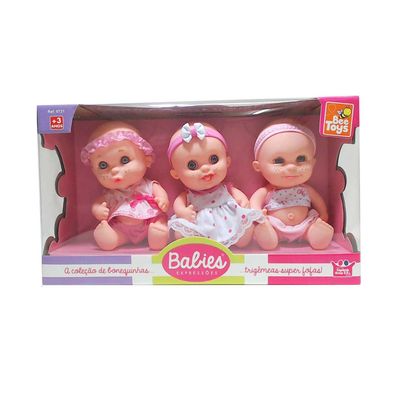 Boneca Bee Toys Babies Expressões Trigêmeas sem Cabelo