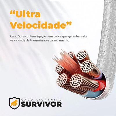 Cabo Survivor para Lightning / USB - 1,5m - Branco - Gshield