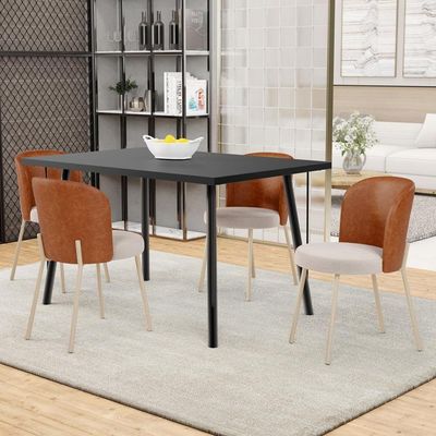 Kit 3 Cadeiras Sala De Jantar Estofada Gavi Arena L02 Couríssimo Camel Bouclê Creme Lyam Decor