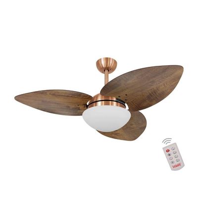 Ventilador De Teto Cobre 3 Pás Rádica Imbuia 127V 110V