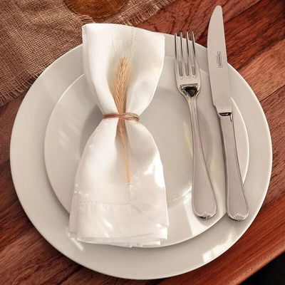 Jogo 6 Pratos Branco Tramontina de Porcelana 28cm Raso Mesa Posta Maria Augusta