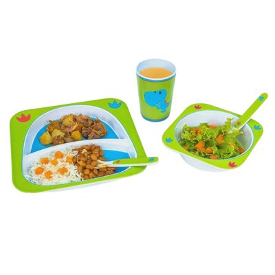 Kit Alimentação Bebê Turminha Animal 5 Peças Dino - Unik