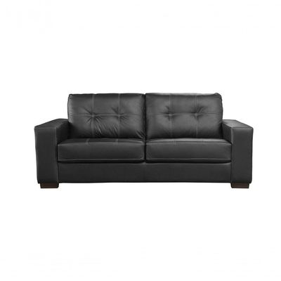 Conjunto Sofá De Couro Punto 3 Lugares Preto Pigmentado - Mempra