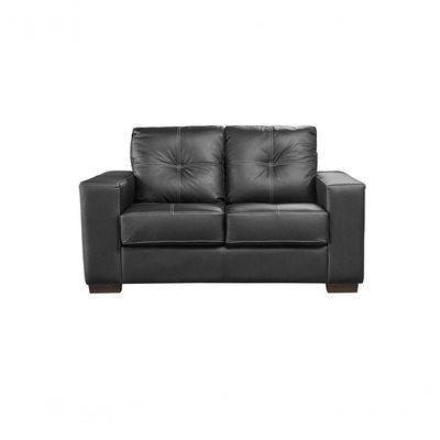 Conjunto Sofá De Couro Punto 3 Lugares Preto Pigmentado - Mempra