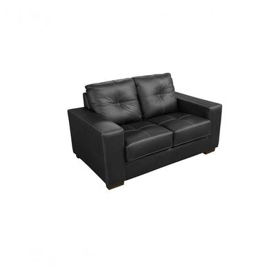 Conjunto Sofá De Couro Punto 3 Lugares Preto Pigmentado - Mempra