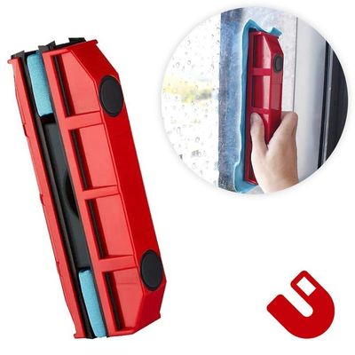 Limpa Vidros Magnético Porta Janelas Box Rodo Mágico Imã Vermelho