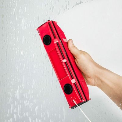 Limpa Vidros Magnético Porta Janelas Box Rodo Mágico Imã Vermelho