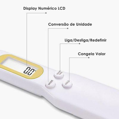 Colher Balança Digital Medidora Dosador Para Restaurante Dieta Receitas Branco