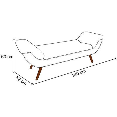 Puff Recamier 140cm Vêneto P02 Sintético Bege - Mpozenato