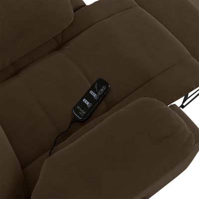 Poltrona Do Papai Reclinável Pietra Elétrica Led Massagem Fh9 Veludo Marrom - Mpozenato