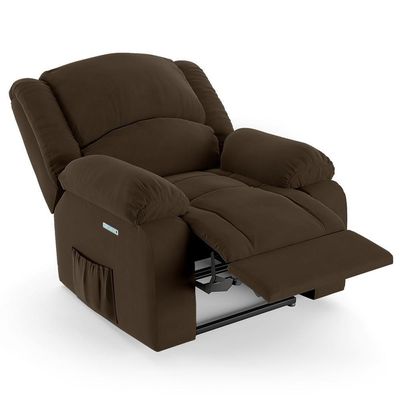 Poltrona Do Papai Reclinável Pietra Elétrica Led Massagem Fh9 Veludo Marrom - Mpozenato