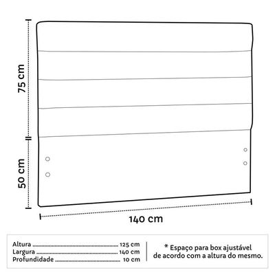 Cabeceira De Casal 140cm Greta Suede Liso Cinza - D'monegatto