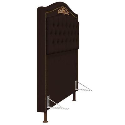 Cabeceira Cama Casal King 195cm Com Tachas Imperial J02 Sintético Marrom Escuro - Mpozenato