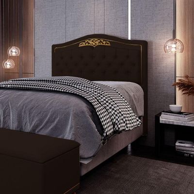 Cabeceira Cama Casal King 195cm Com Tachas Imperial J02 Sintético Marrom Escuro - Mpozenato