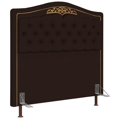 Cabeceira Cama Casal King 195cm Com Tachas Imperial J02 Sintético Marrom Escuro - Mpozenato