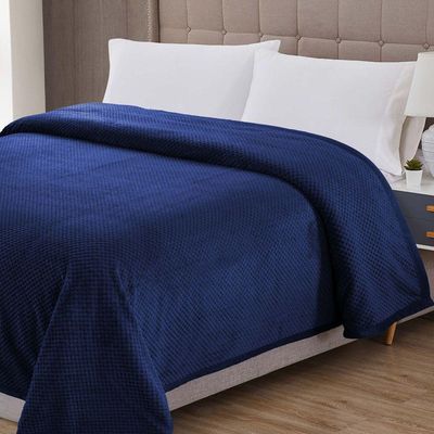 Cobertor Casa Scarpa Poppy Queen Manta Ultrasoft Alto Relevo Super Macia - Azul Marinho